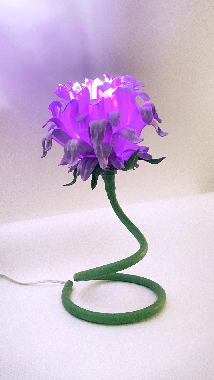 SALE - Purple blue twisty stem flower lamp