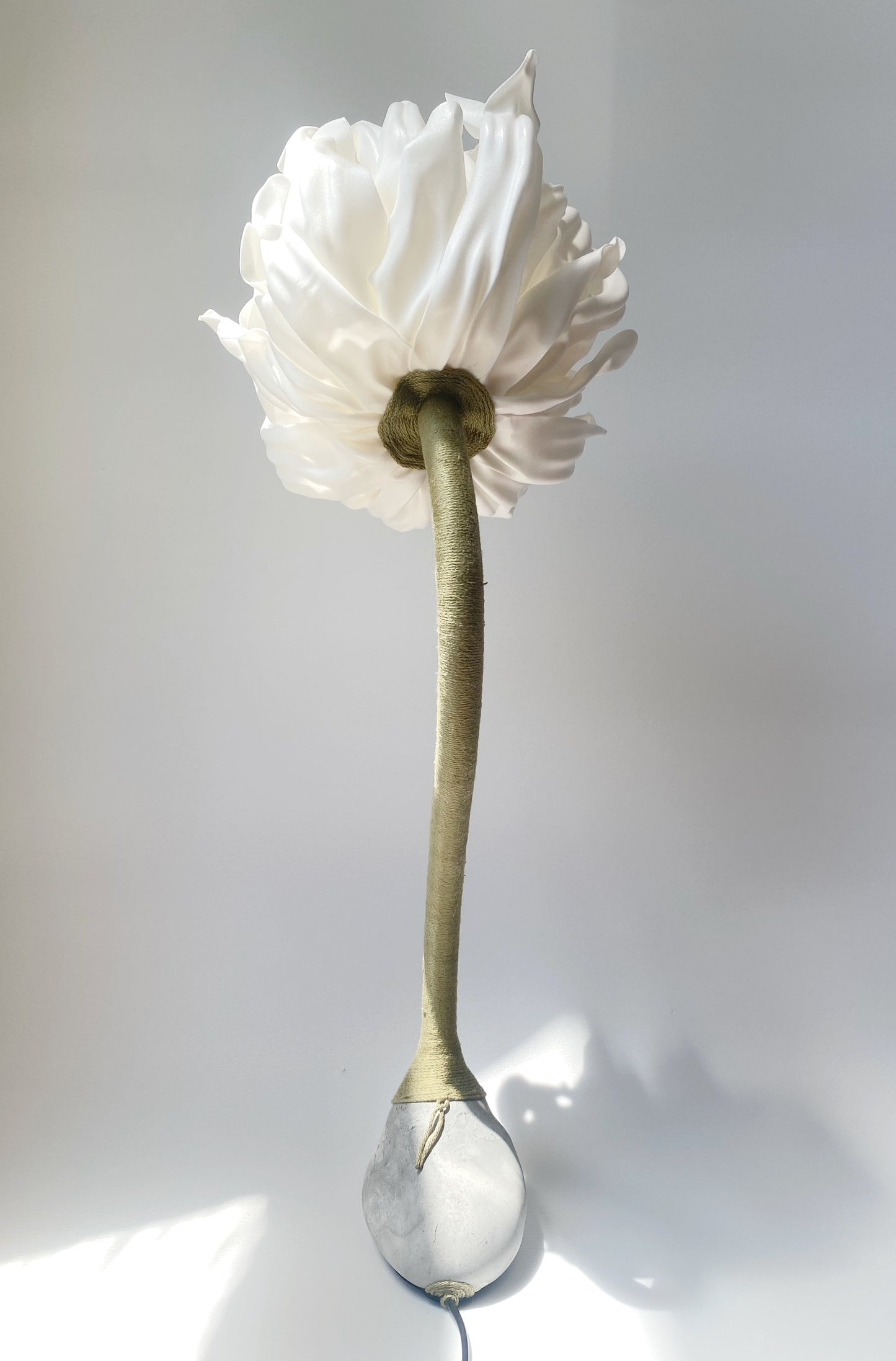 SALE - Stone base white flower night light