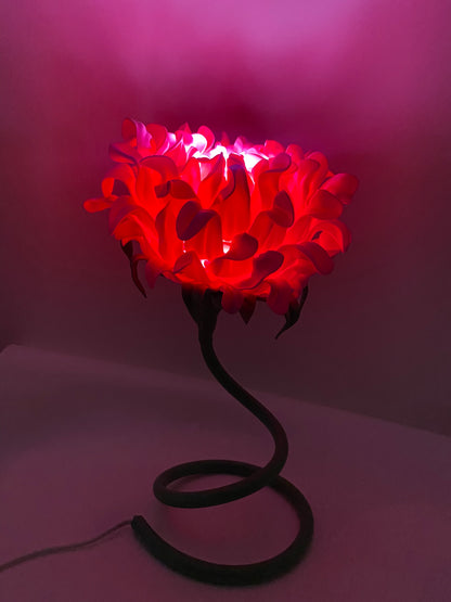 SALE- Magenta pink twisty stem flower lamp