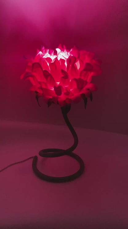 SALE- Magenta pink twisty stem flower lamp