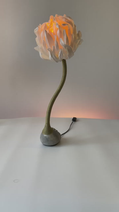 SALE - Stone base white flower night light