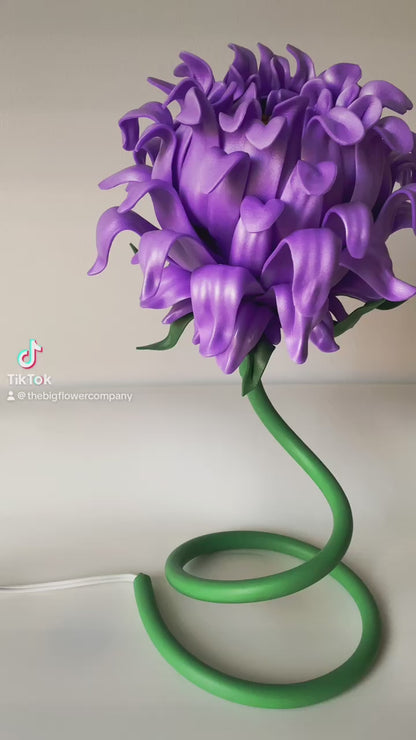 SALE - Purple blue twisty stem flower lamp